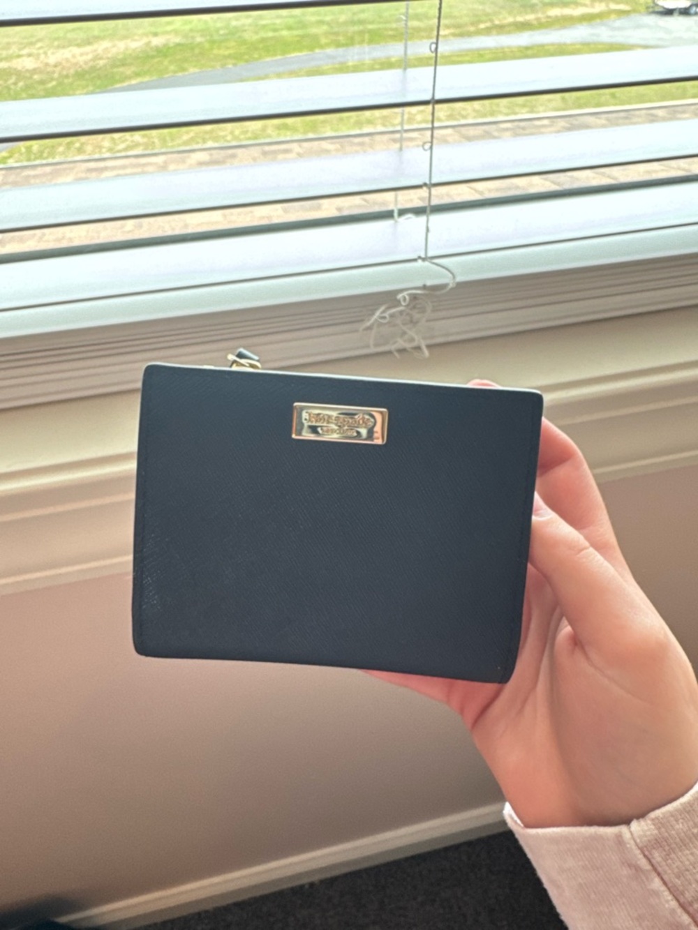 KATE SPADE Black Saffiano Leather Wristlet Clutch